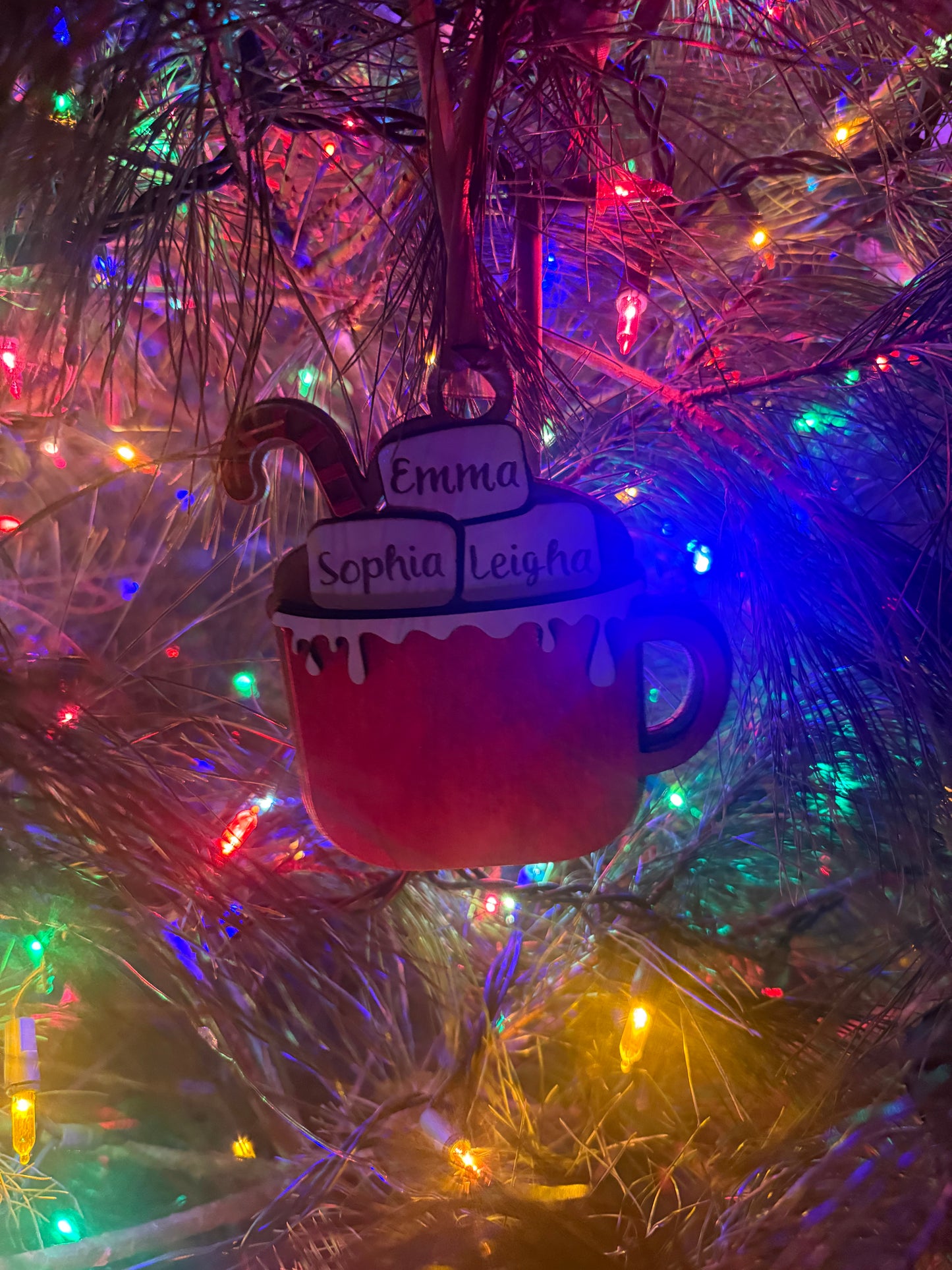 Personalized Hot Cocoa Family Ornament – Custom Names & Year