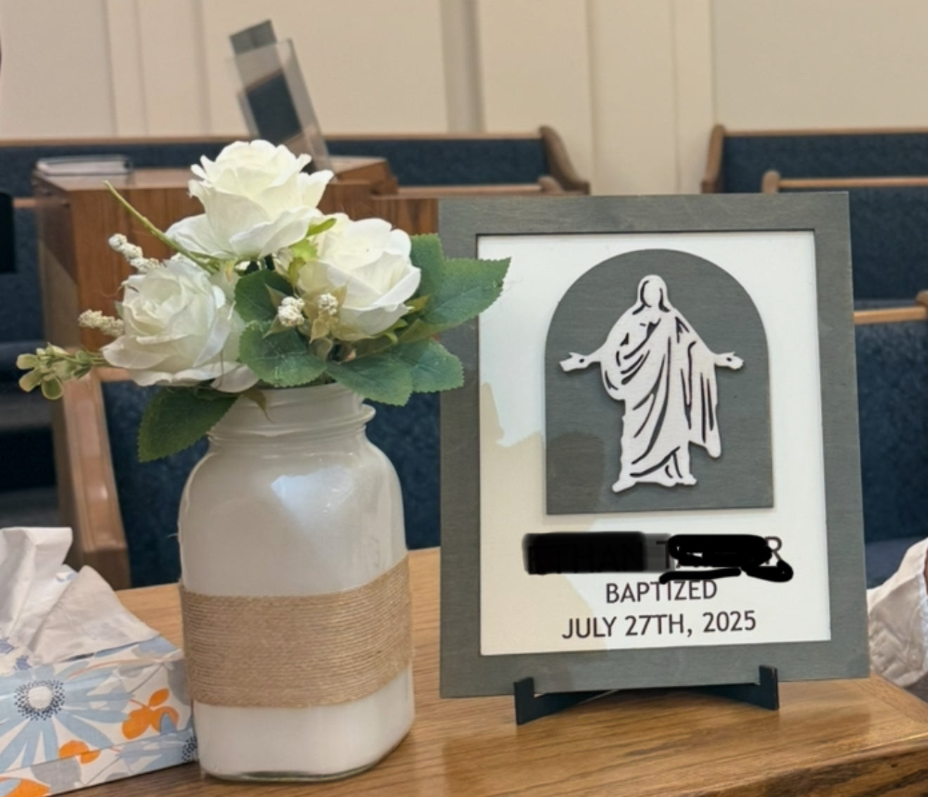 Personalized Baptism Plaque – Custom Christ Silhouette Design