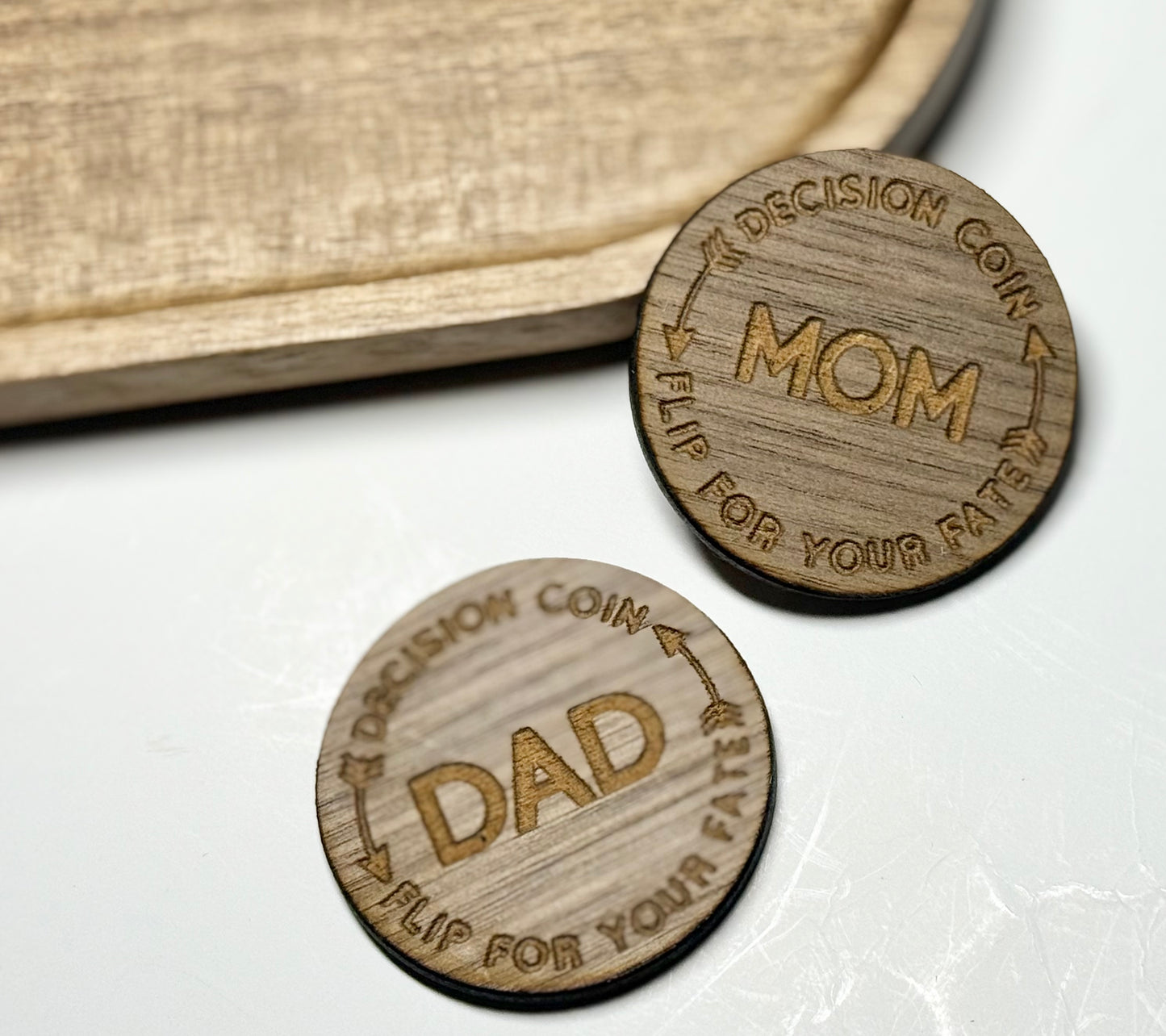 Laser-Engraved Wooden Decision Coins – Fun & Functional!