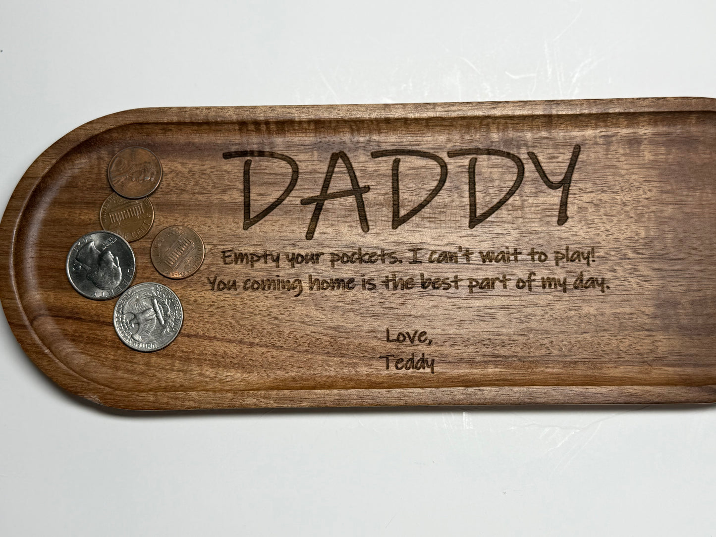Personalized Acacia Wood Tray – Rustic Designs - Daddy, Grandpa, Papa or Name