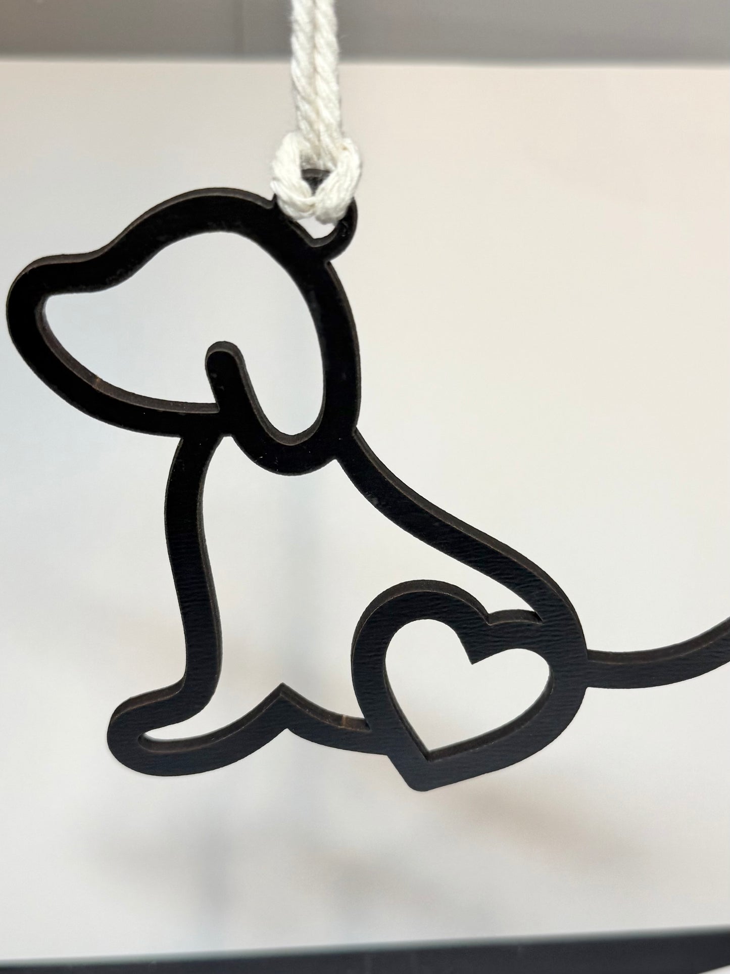 Laser-Cut Dog Ornament with Heart