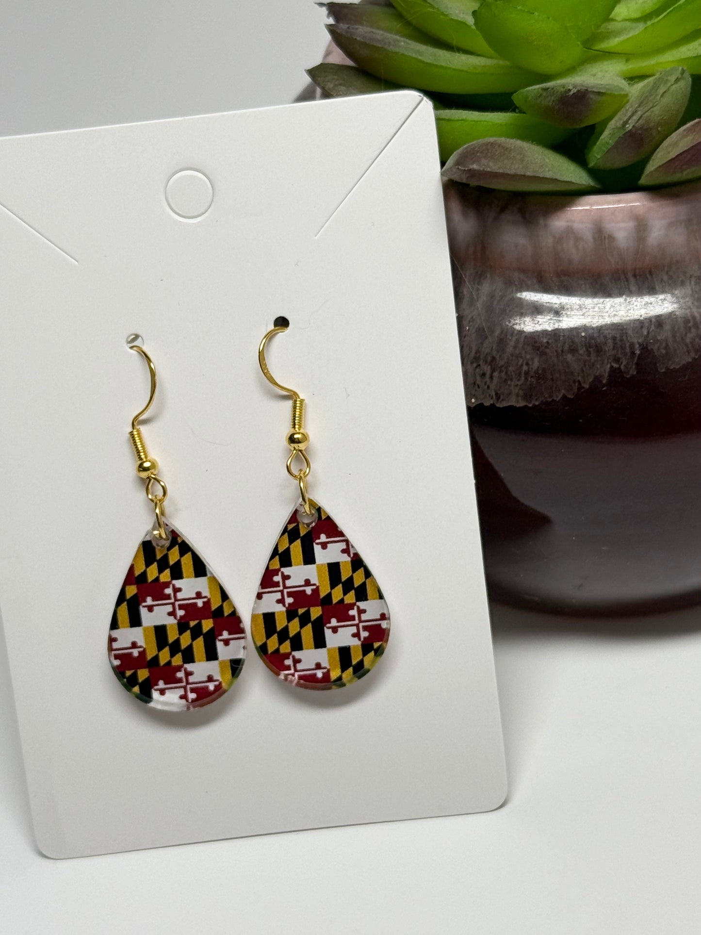 Maryland Flag Earrings- Laser Cut Acrylic