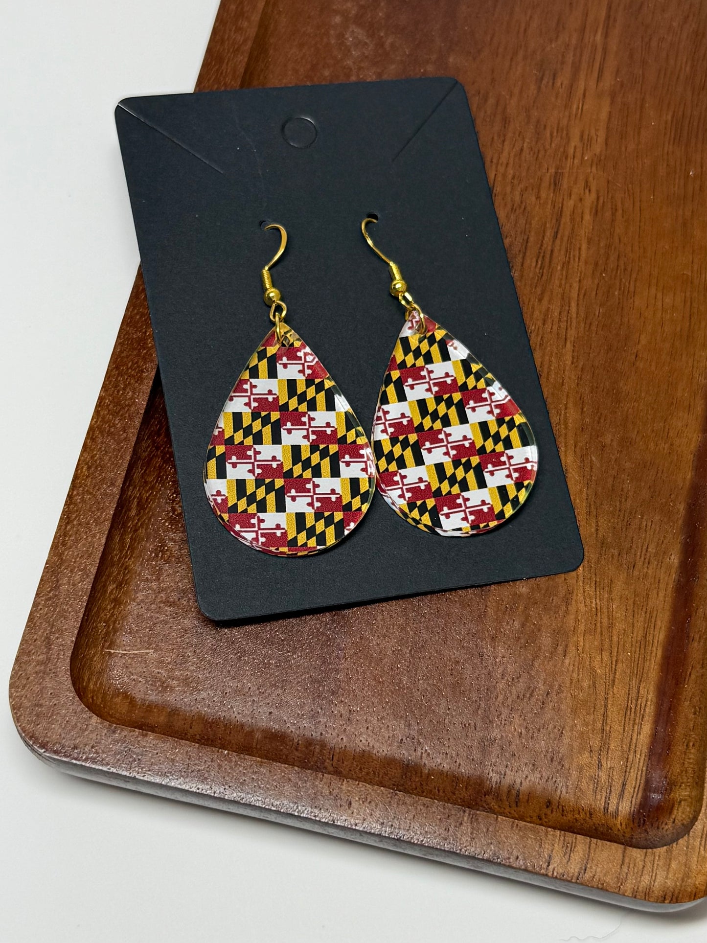 Maryland Flag Earrings- Laser Cut Acrylic