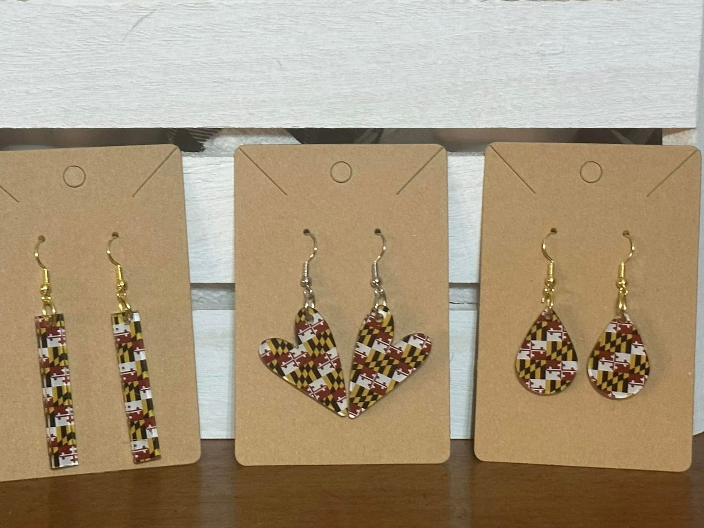 Maryland Flag Earrings- Laser Cut Acrylic
