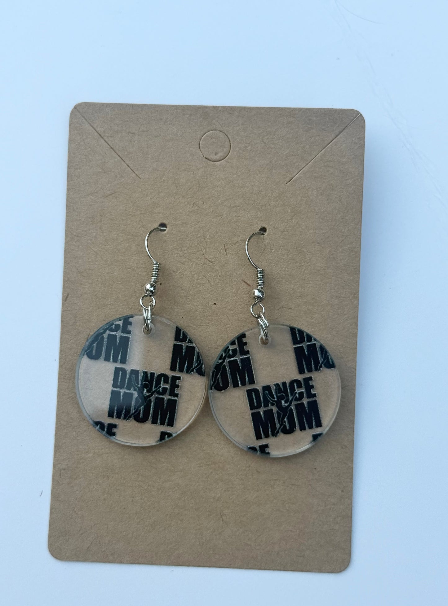 Dance Mom Earrings Laser Cut Clear Acrylic