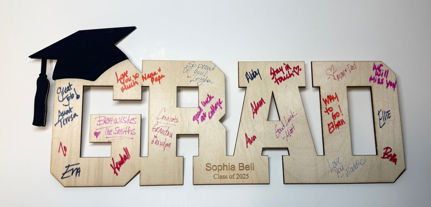GRAD Sign-In Board- Personalized Laser Cut