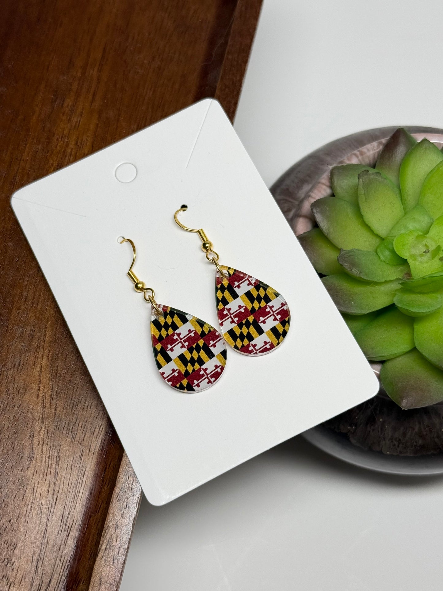 Maryland Flag Earrings- Laser Cut Acrylic