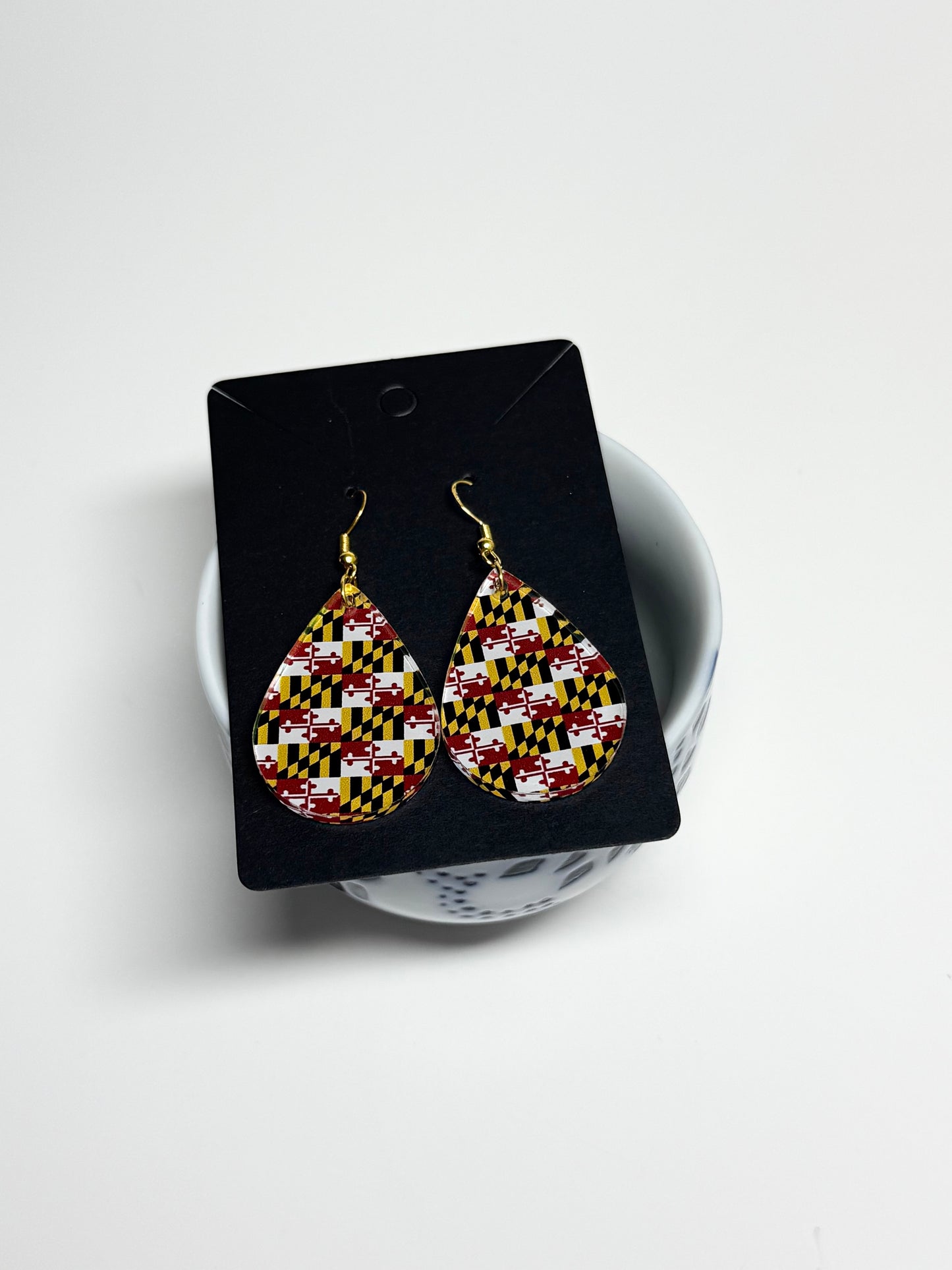 Maryland Flag Earrings- Laser Cut Acrylic