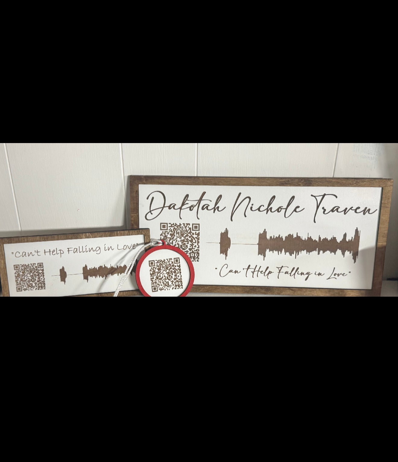 Custom Voice Message Soundwave Wood Sign and Ornament  – Scannable QR Code Keepsake