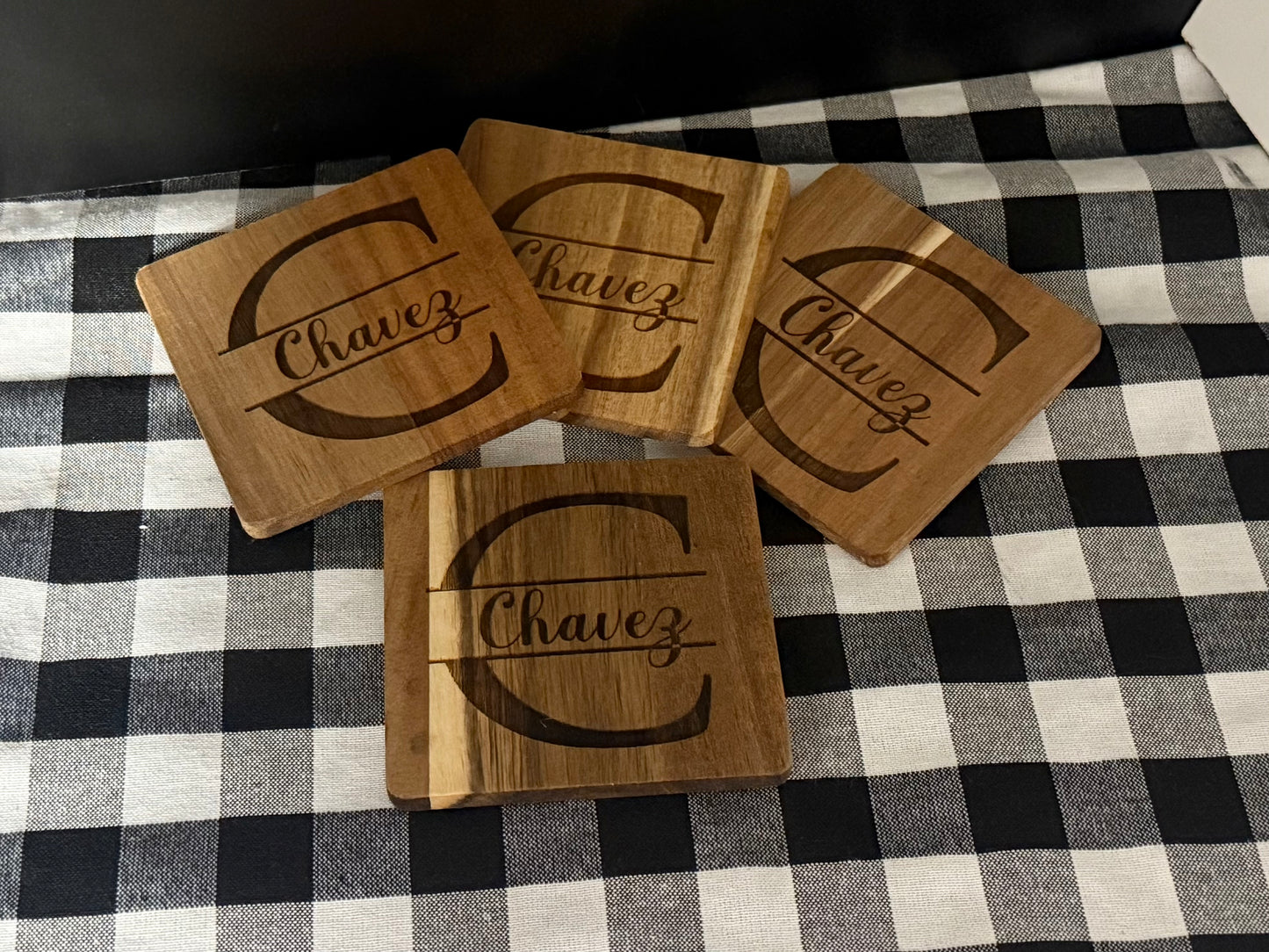 Custom Wooden Coasters – Personalized Engraved Drink Coasters- CUSTOM ORDER