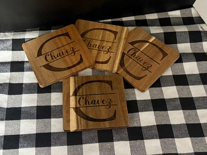 Custom Wooden Coasters – Personalized Engraved Drink Coasters- CUSTOM ORDER