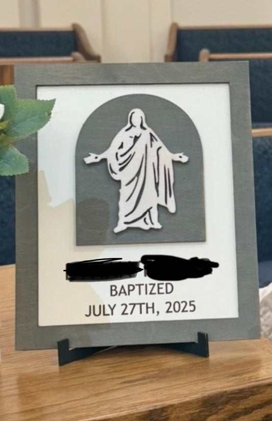Personalized Baptism Plaque – Custom Christ Silhouette Design