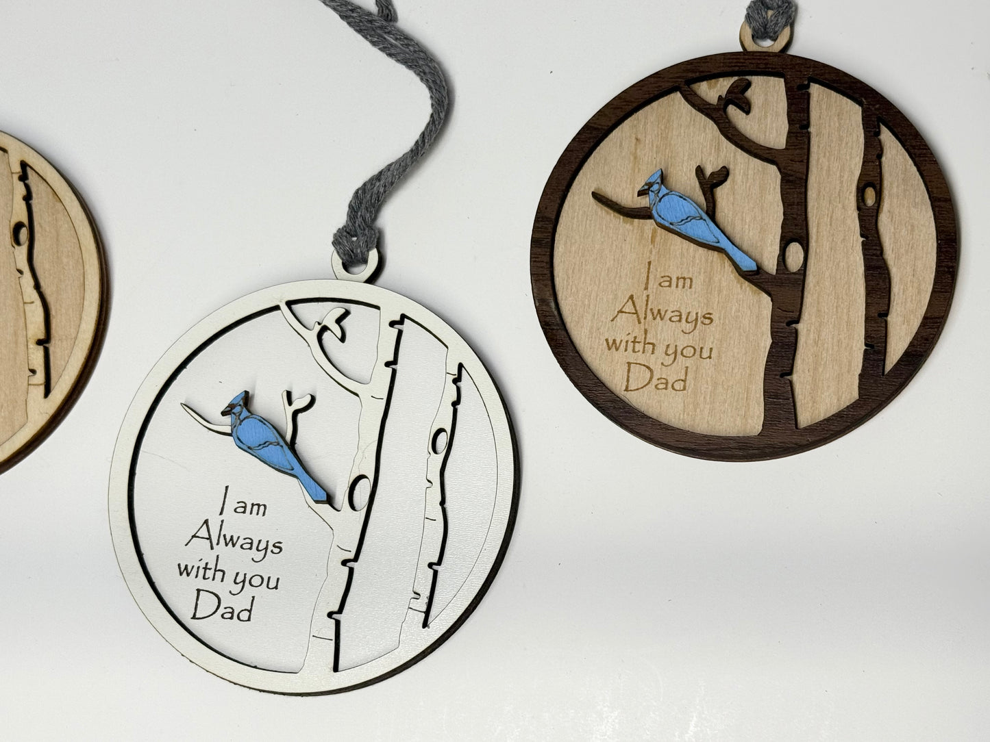 Blue Jay Memorial Ornament - "I Am Always With You" Laser Cut Keepsake