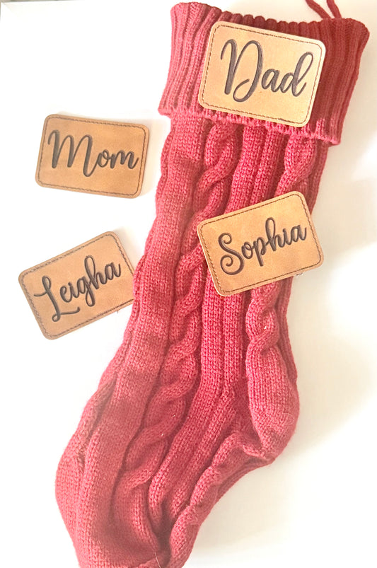 Personalized Leather Name Tags for Christmas Stockings