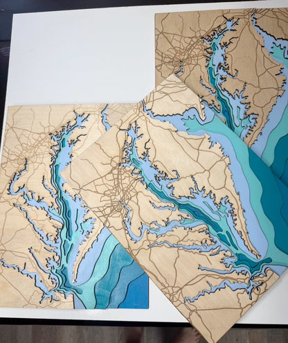 Chesapeake Bay Layered Wooden Map
