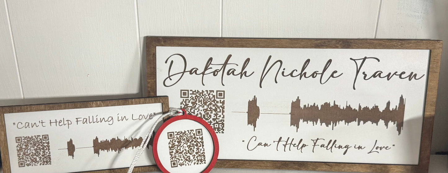 Custom Voice Message Soundwave Wood Sign and Ornament  – Scannable QR Code Keepsake