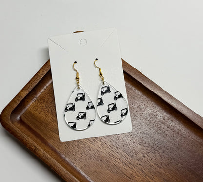 Golf Cart Earrings= Clear Acrylic Laser Cut