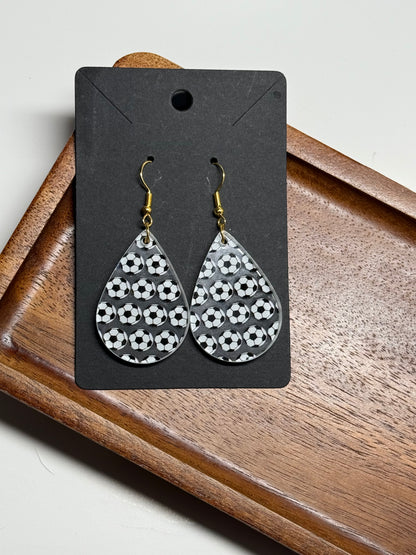 Soccer Earrings- Fun Clear Acrylic
