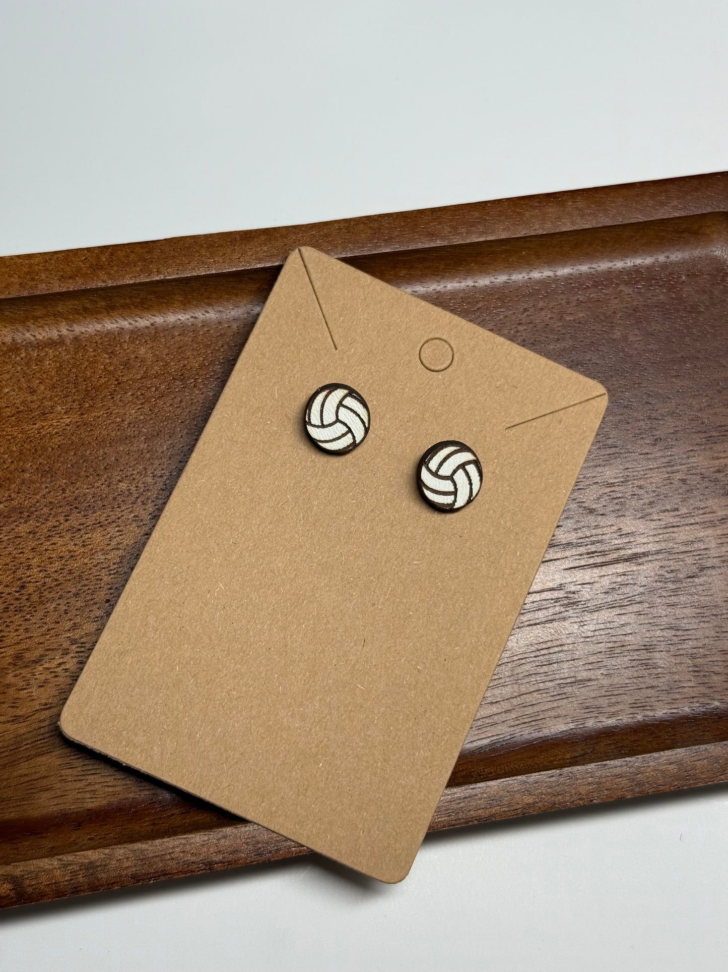 Volleyball Stud Earrings- Wooden Laser Cut Earrings