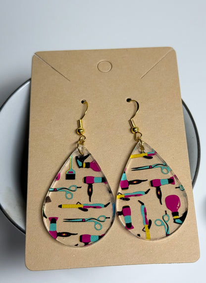 Hair Stylist Acrylic Earrings