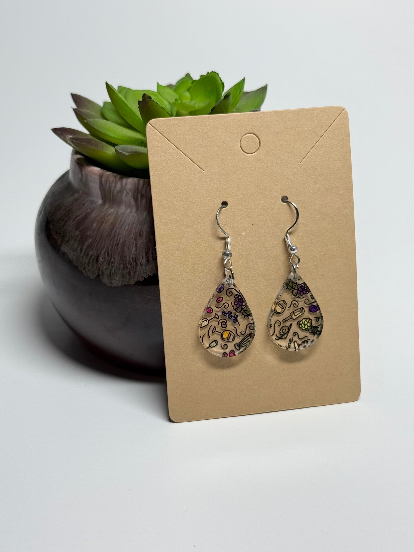 Wine Lover’s Earrings –  Acrylic Dangles