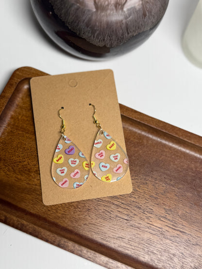 Conversation Heart Earrings- Laser Cut Acrylic