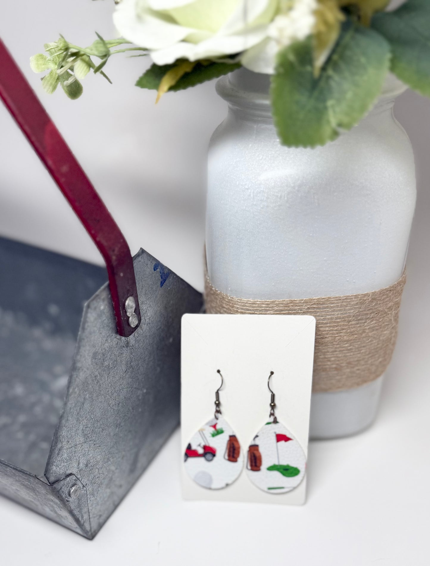 Faux Leather Golf Earrings