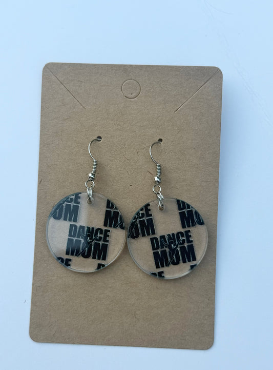 Dance Mom Earrings Laser Cut Clear Acrylic
