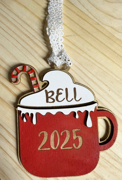 Personalized Hot Cocoa Family Ornament – Custom Names & Year