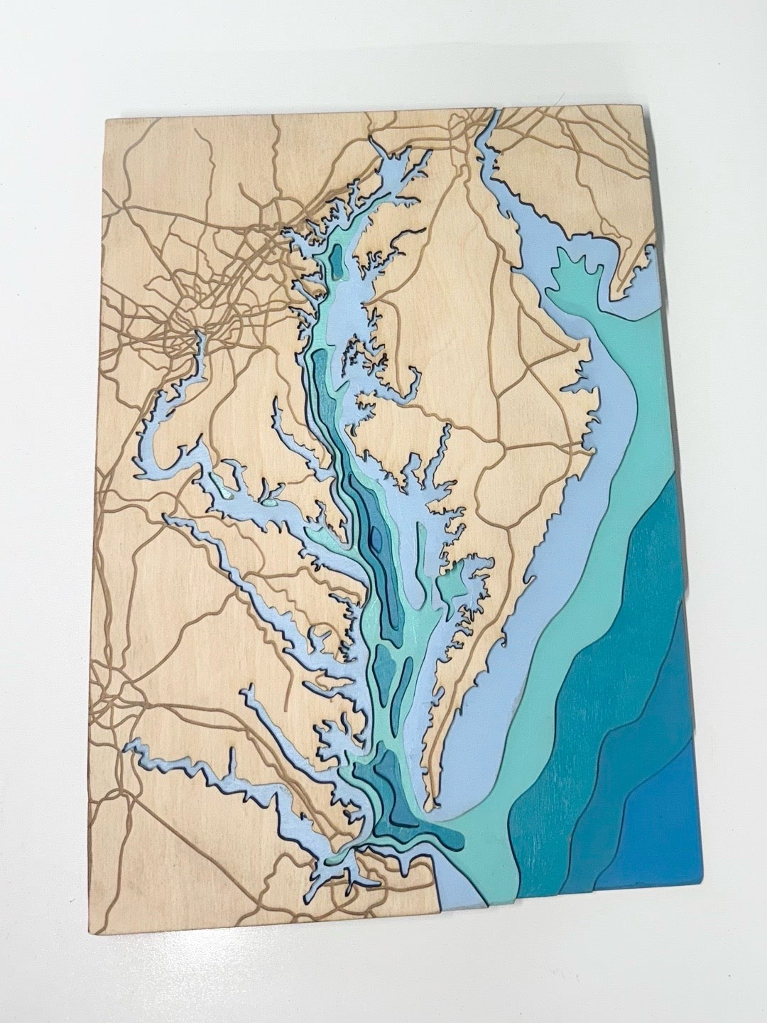 Chesapeake Bay Layered Wooden Map