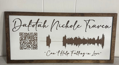 Custom Voice Message Soundwave Wood Sign and Ornament  – Scannable QR Code Keepsake