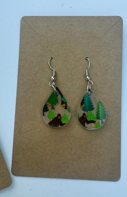 Bigfoot Earrings - Fun Laser Cut Acrylic Earrings
