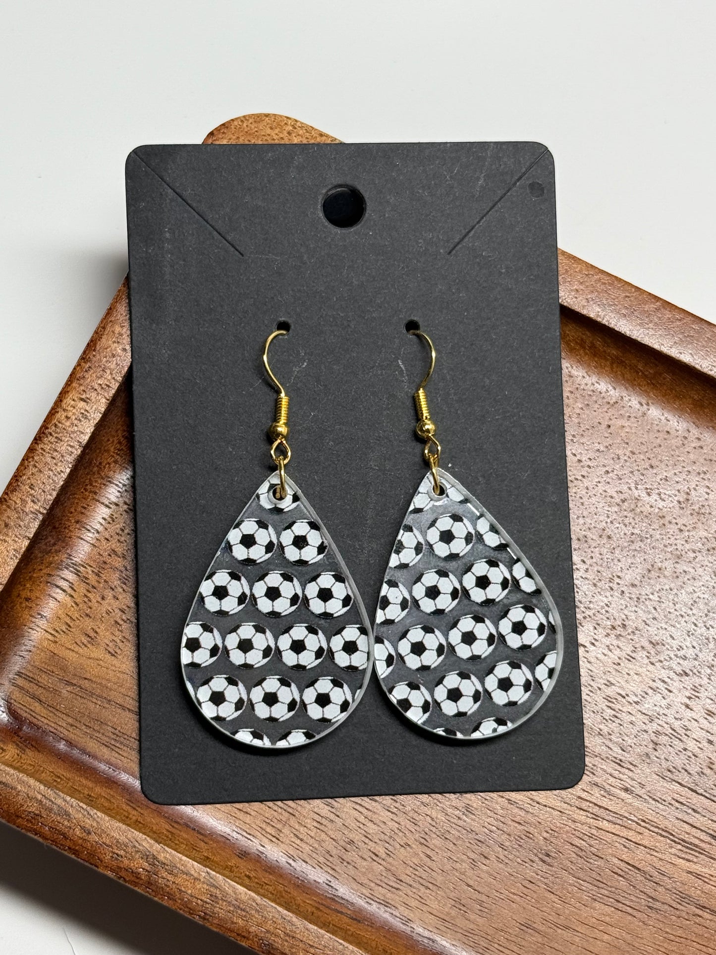 Soccer Earrings- Fun Clear Acrylic