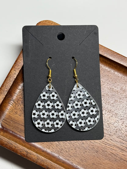 Soccer Earrings- Fun Clear Acrylic
