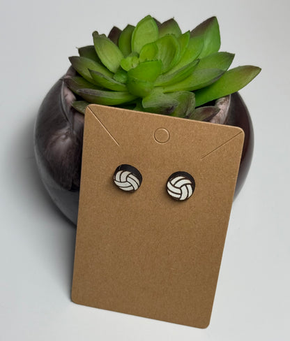 Volleyball Stud Earrings- Wooden Laser Cut Earrings