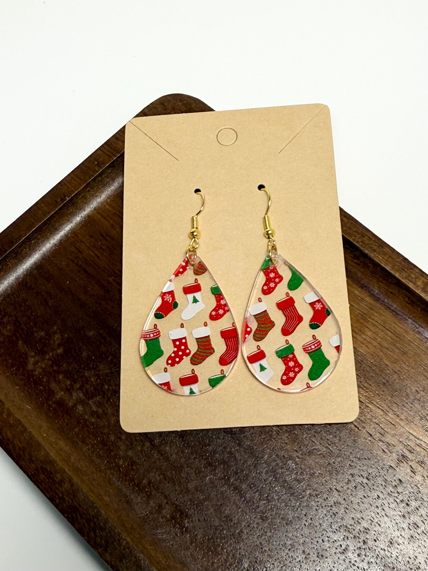 Christmas Stocking Earrings- Laser Cut