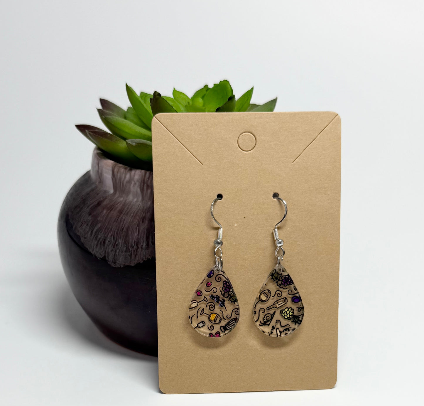 Wine Lover’s Earrings –  Acrylic Dangles