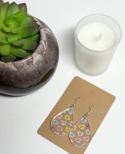 Conversation Heart Earrings- Laser Cut Acrylic