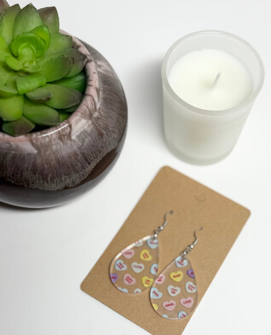 Conversation Heart Earrings- Laser Cut Acrylic