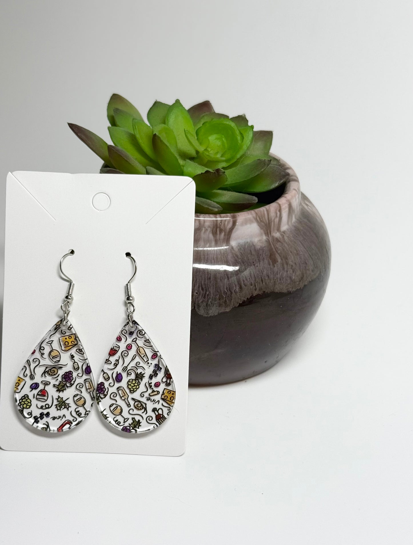 Wine Lover’s Earrings –  Acrylic Dangles