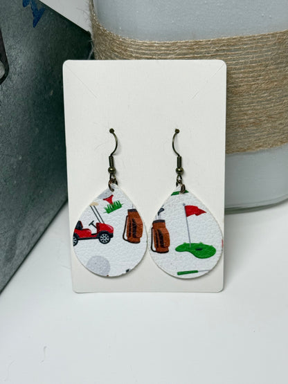 Faux Leather Golf Earrings
