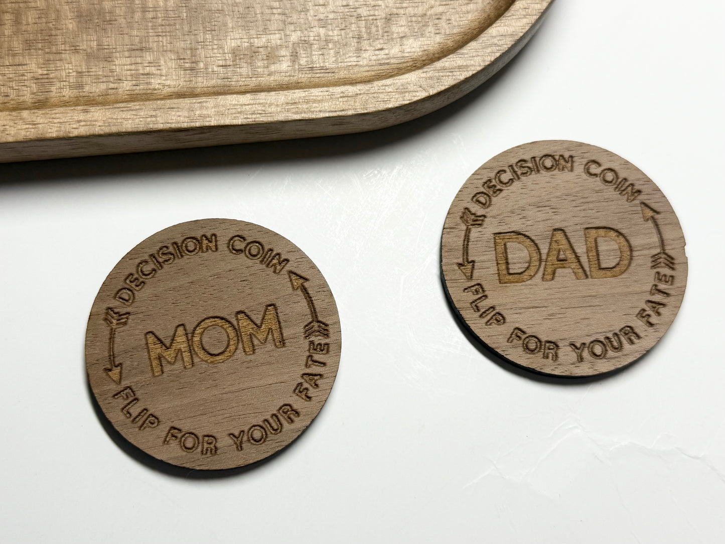 Laser-Engraved Wooden Decision Coins – Fun & Functional!
