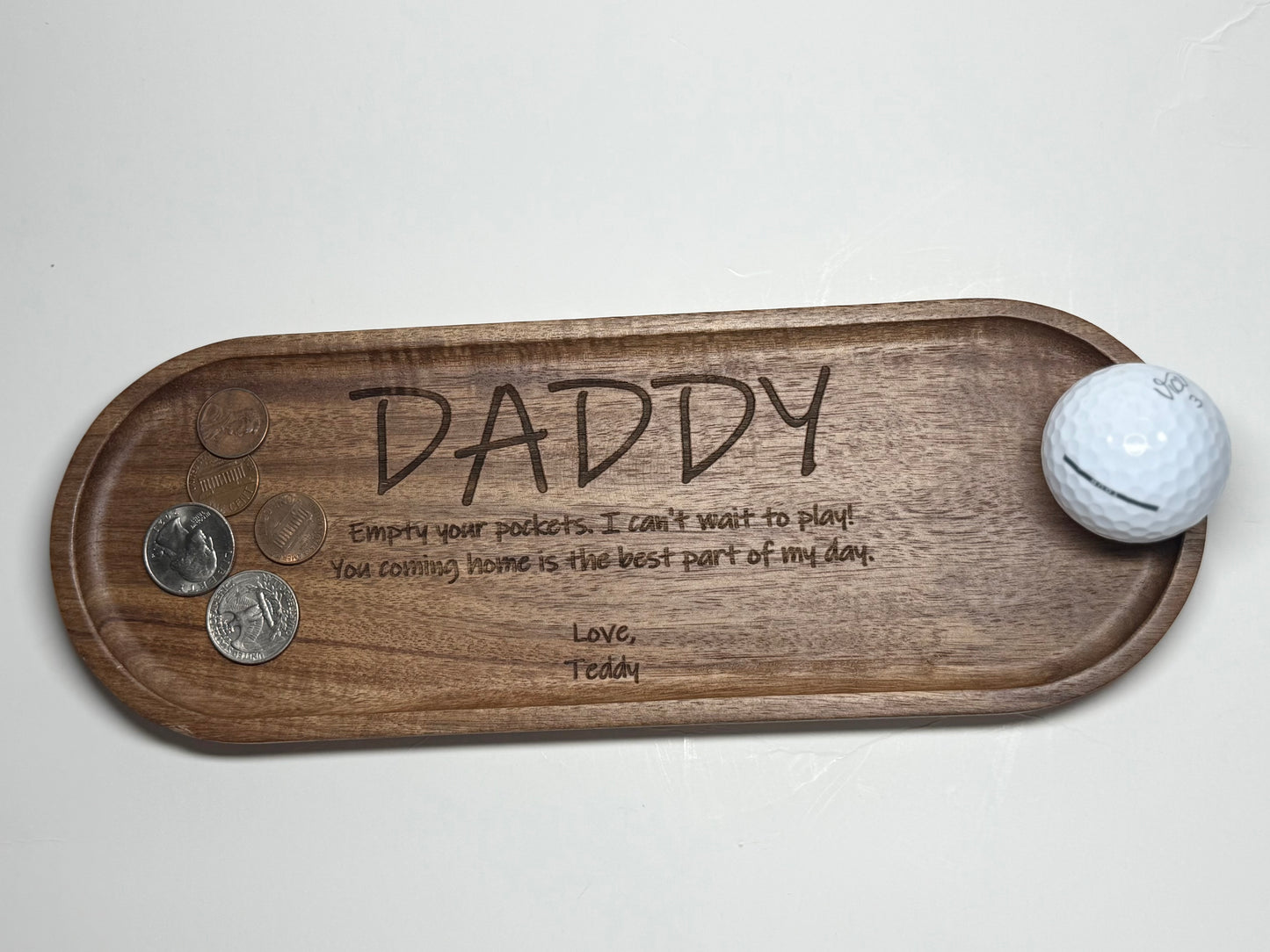 Personalized Acacia Wood Tray – Rustic Designs - Daddy, Grandpa, Papa or Name
