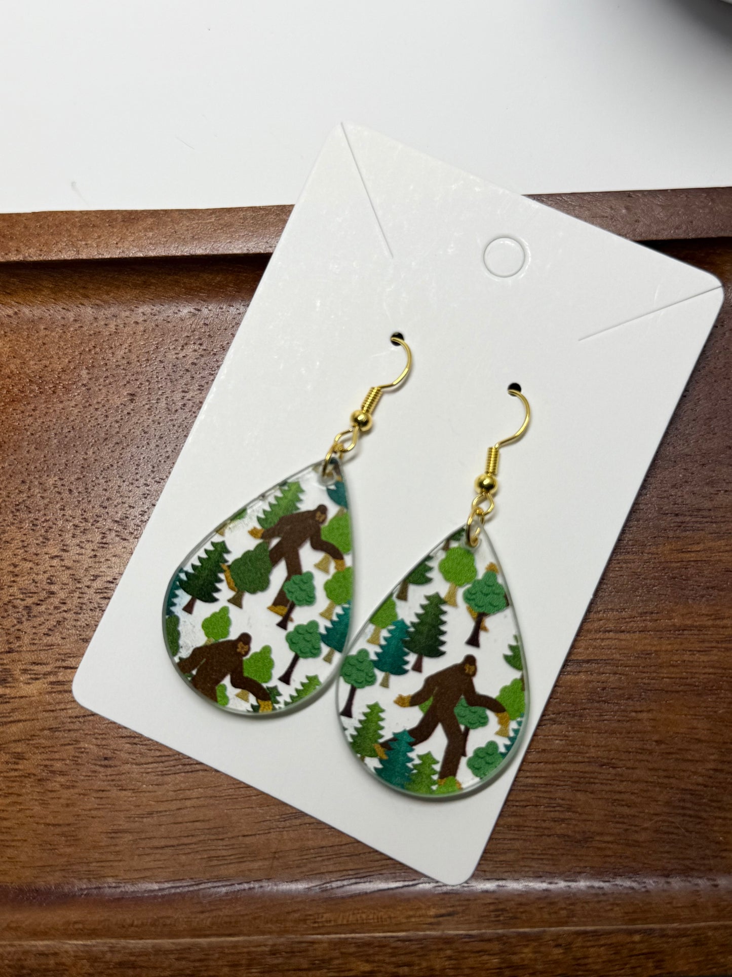 Bigfoot Earrings - Fun Laser Cut Acrylic Earrings