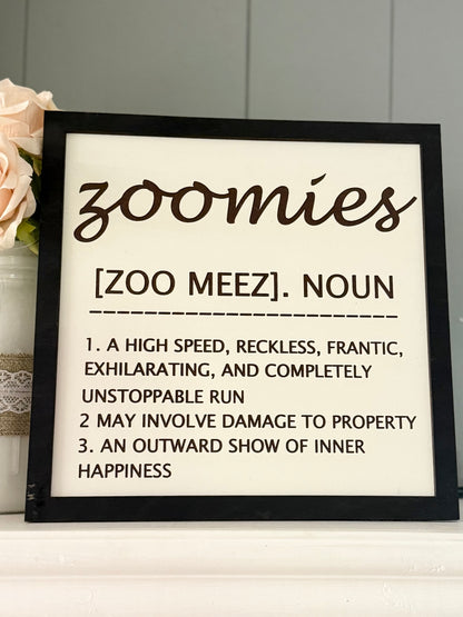 Zoomies Definition Sign – Funny Pet Wall Décor
