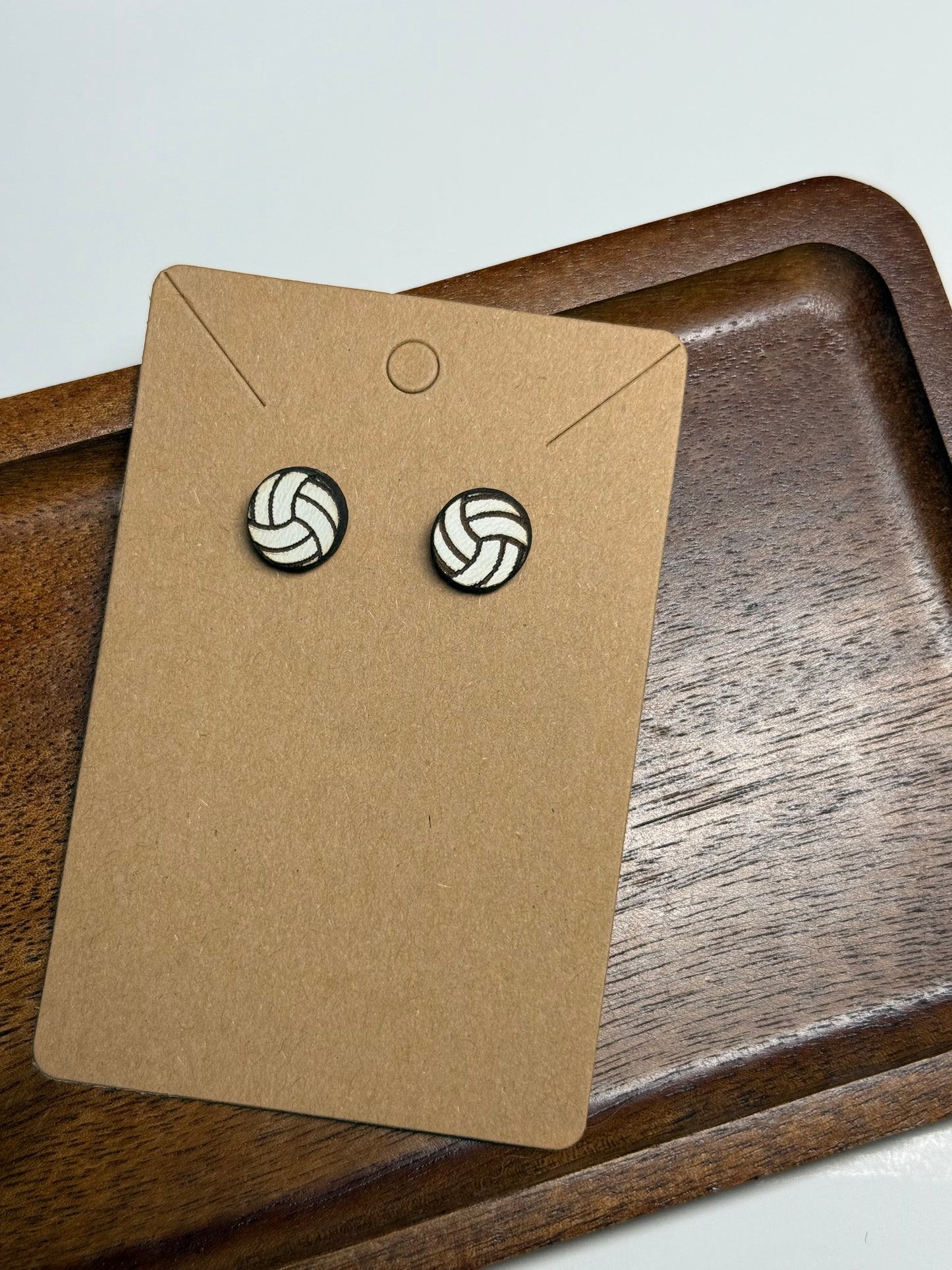 Volleyball Stud Earrings- Wooden Laser Cut Earrings