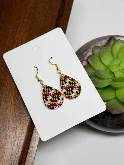 Maryland Flag Earrings- Laser Cut Acrylic