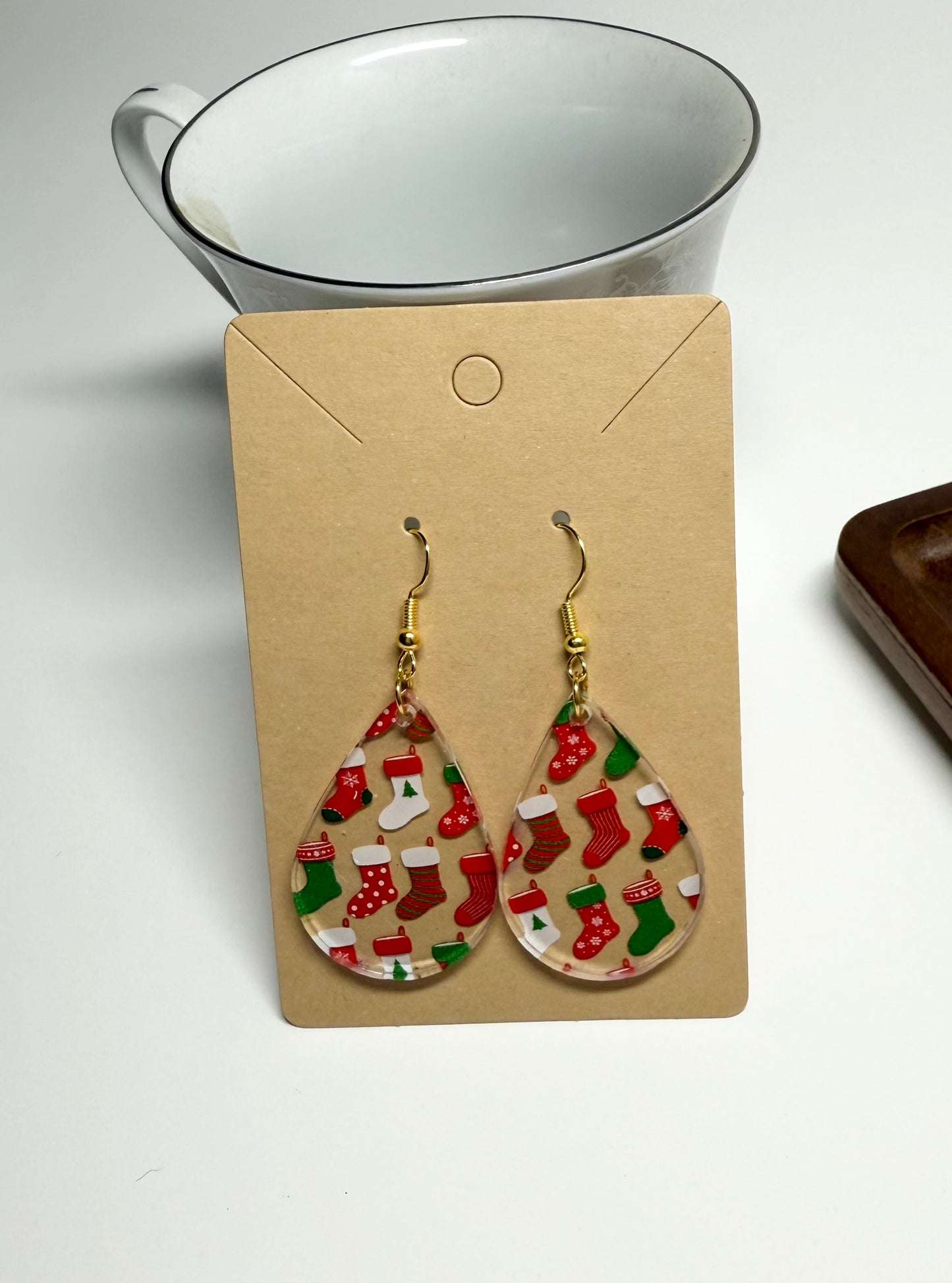 Christmas Stocking Earrings- Laser Cut