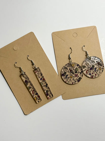 Wine Lover’s Earrings –  Acrylic Dangles