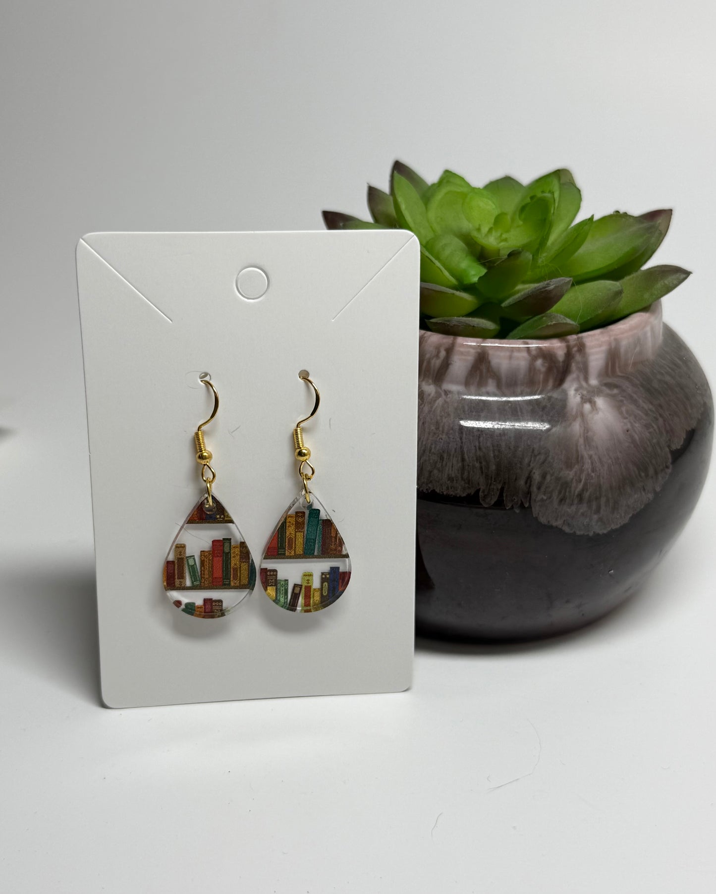 Book Lover’s Earrings – Acrylic Dangle Style